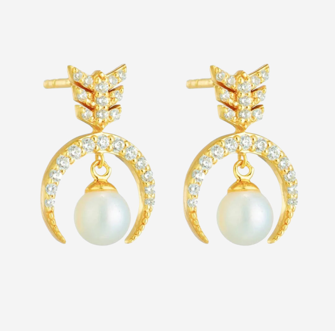Half Moon Freshwater Pearl Drop Earrings