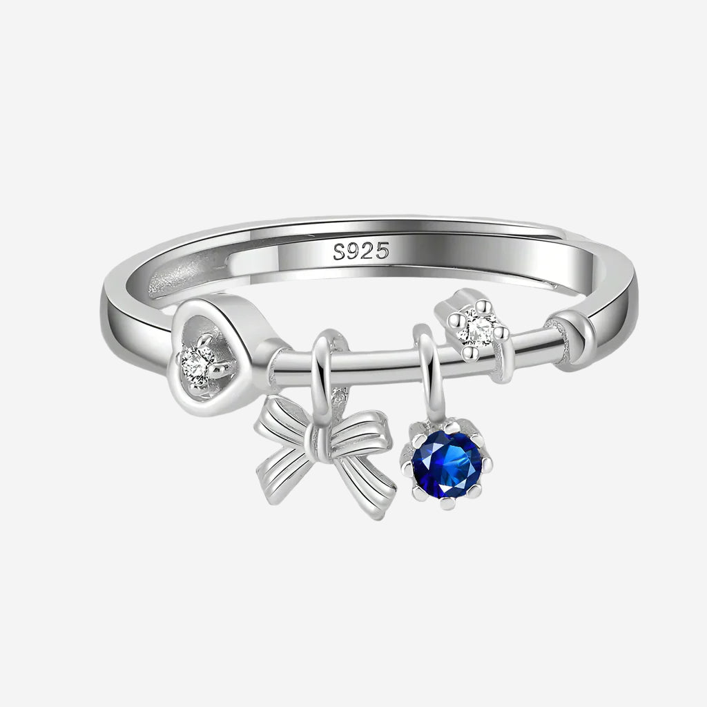 Edelweiss Bow & Blue Sapphire Charm Ring
