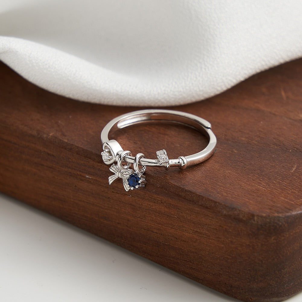 Edelweiss Bow & Blue Sapphire Charm Ring