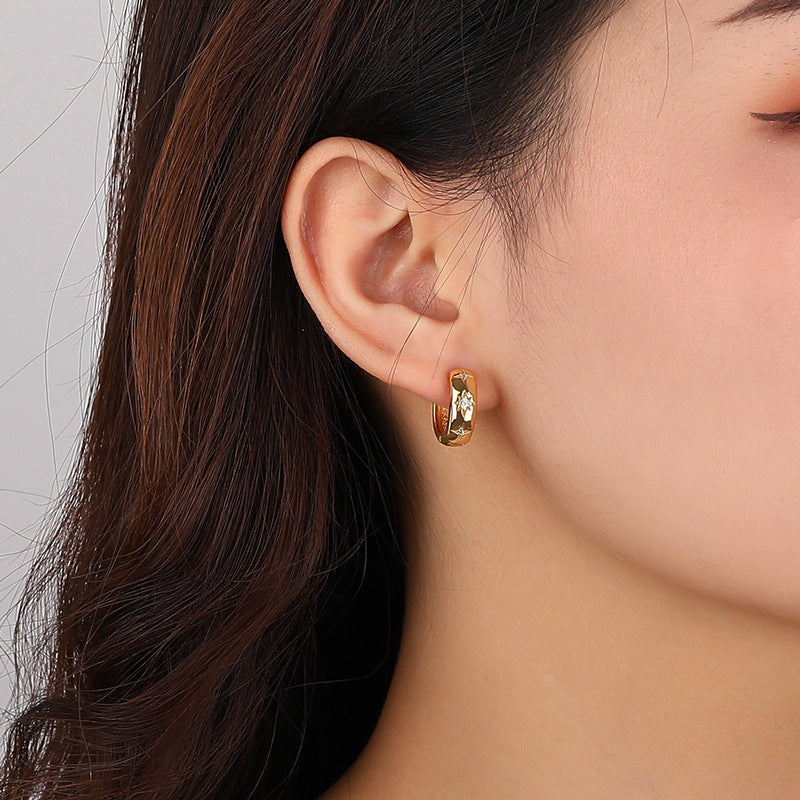 “Celestial” Hoops Huggies (14K Gold)