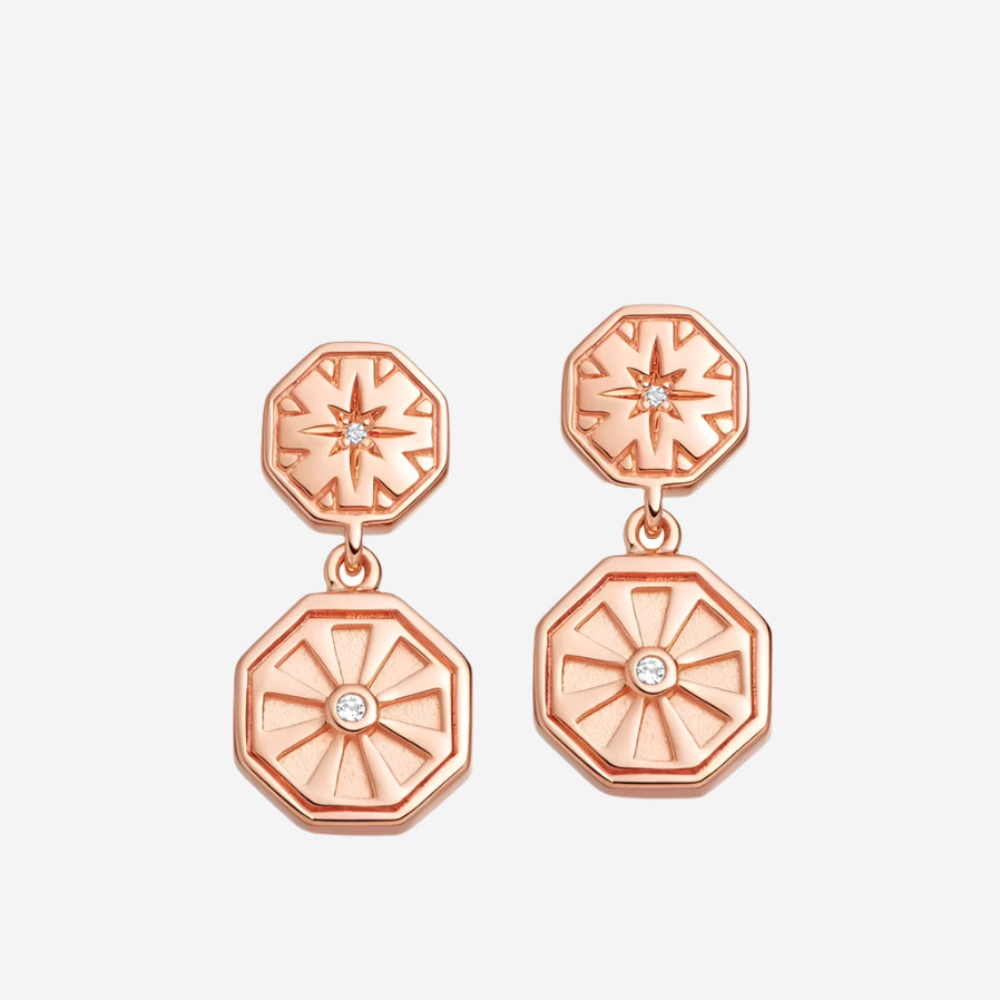 “Allium Disc” Drop Earrings - Rose Gold