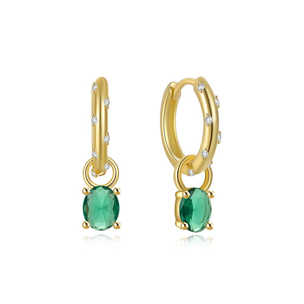 “Marigold” Hoops Huggies Earrings (Green)