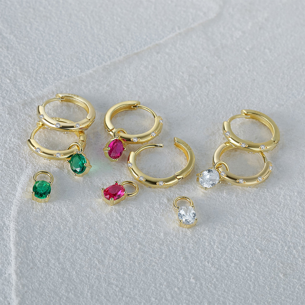 “Marigold” Hoops Huggies Earrings (Green)