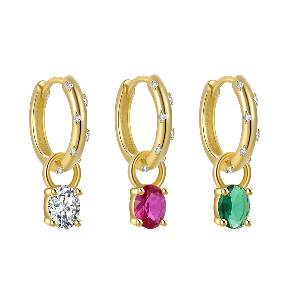 “Marigold” Hoops Huggies Earrings (Green)