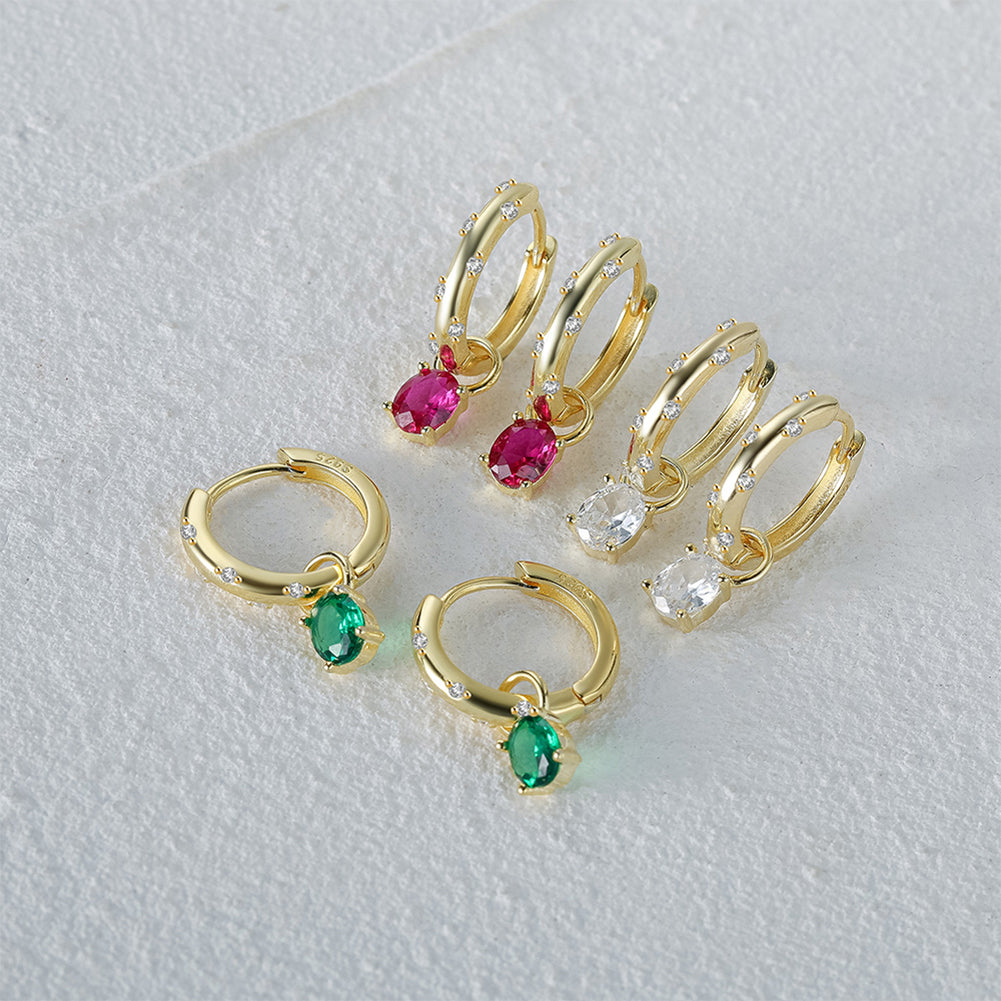 “Marigold” Hoops Huggies Earrings (Green)