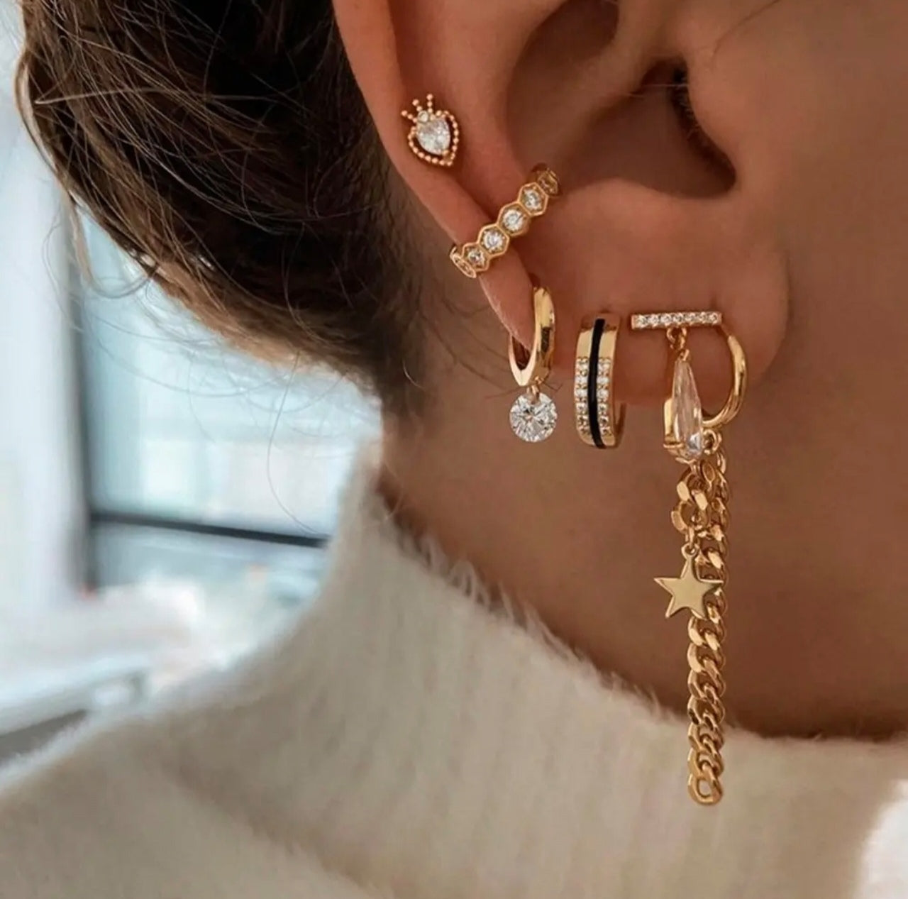 “Sweet Pea” Hoop Drop Earrings (14K Gold)