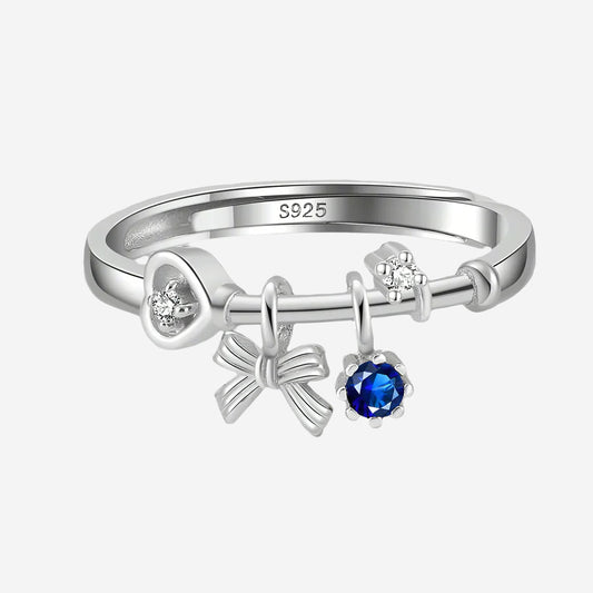 Edelweiss Bow & Blue Sapphire Charm Ring