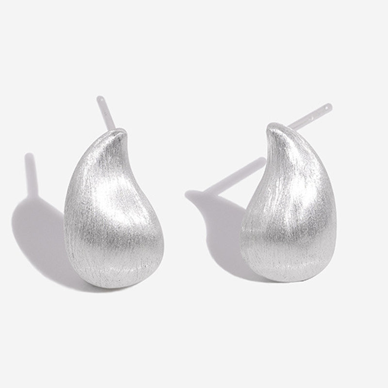 “Water drop” Brushed Earrings (Silver/Rhodium Plated)