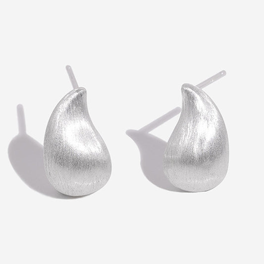 “Water drop” Brushed Earrings (Silver/Rhodium Plated)
