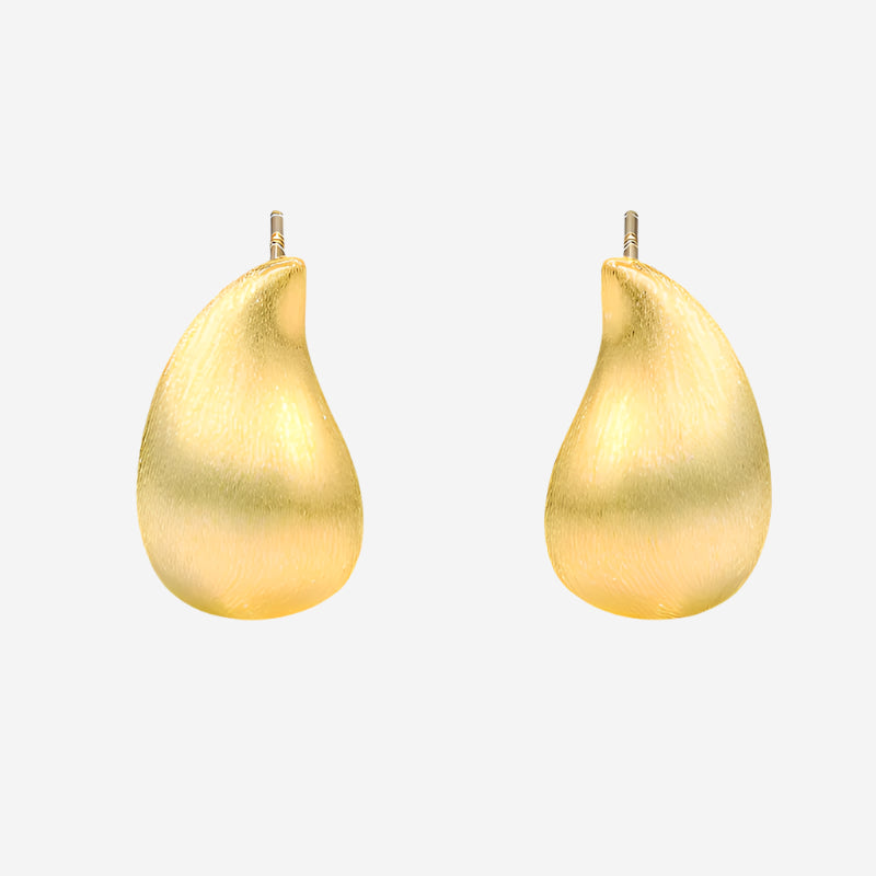 “Water drop” Brushed Earrings (18K Gold Plated)