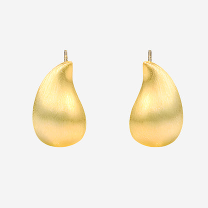 “Water drop” Brushed Earrings (18K Gold Plated)