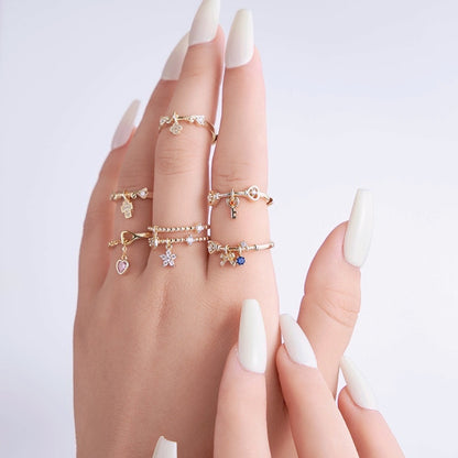 Edelweiss Bow & Blue Sapphire Charm Ring