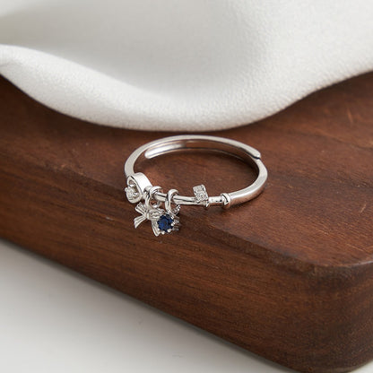 Edelweiss Bow & Blue Sapphire Charm Ring