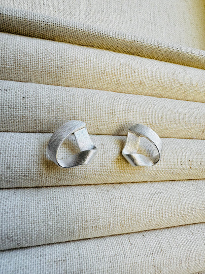 “Ribbon” Brushed Silver Stud Earrings