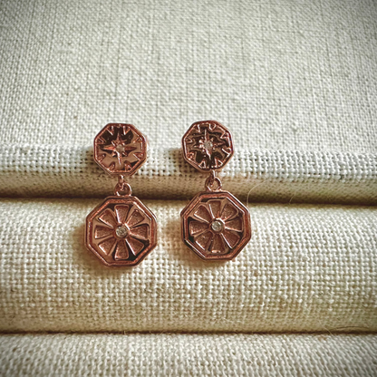 “Allium Disc” Drop Earrings - Rose Gold