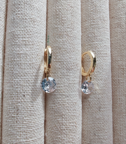 “Sweet Pea” Hoop Drop Earrings (14K Gold)