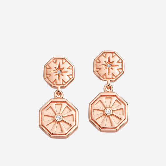“Allium Disc” Drop Earrings - Rose Gold