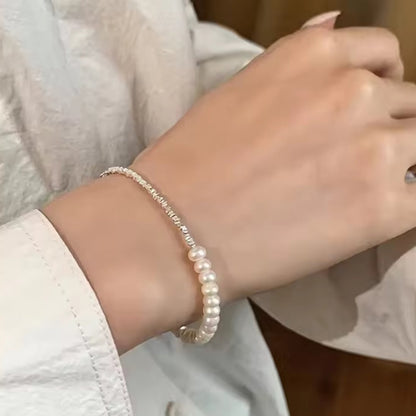 “Lily” Pearl Bracelet (Silver)