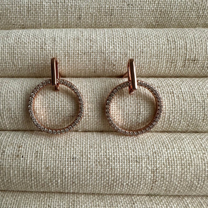 “Thyme Circle” Drop Earrings (Rose Gold)