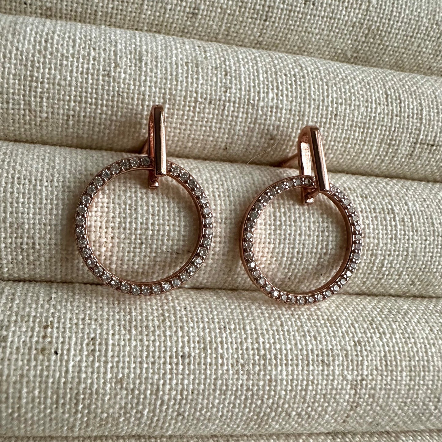 “Thyme Circle” Drop Earrings (Rose Gold)