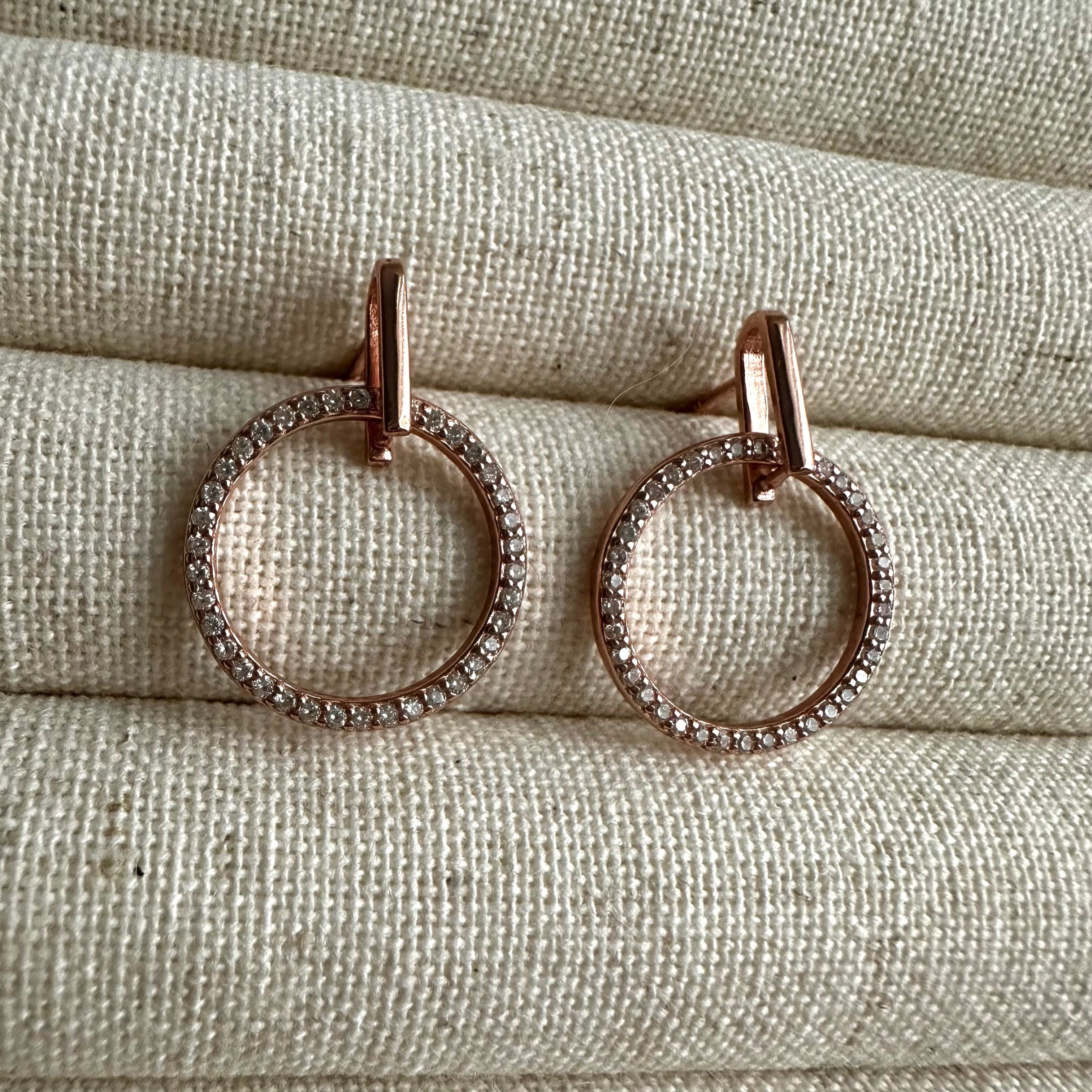 “Thyme Circle” Drop Earrings (Rose Gold)