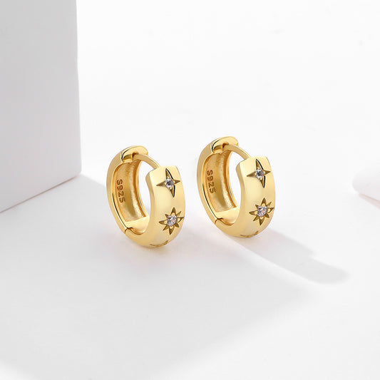 “Celestial” Hoops Huggies (14K Gold)