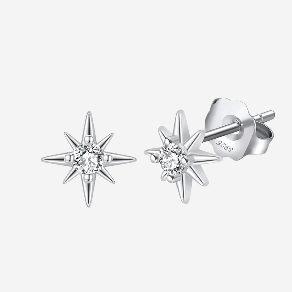 “Star” Stud Earrings (Rhodium)