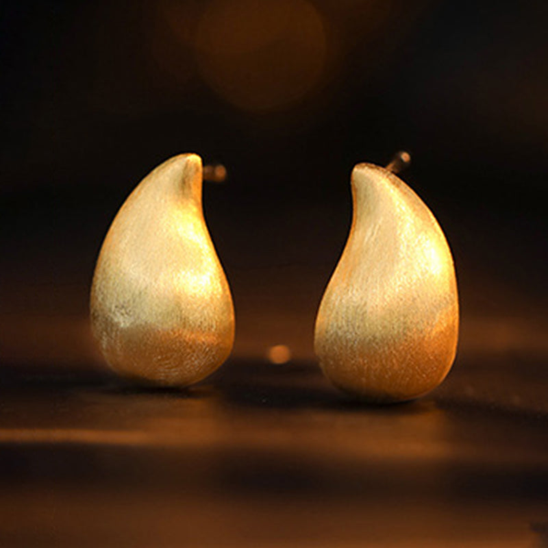 “Water drop” Brushed Earrings (18K Gold Plated)
