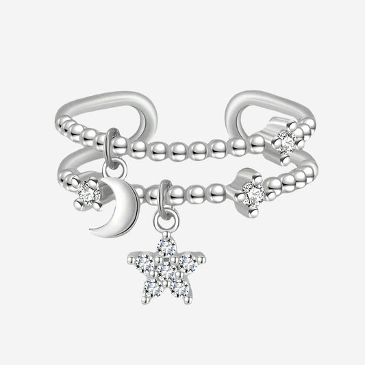 “Shooting Star & Moon” Charm Ring