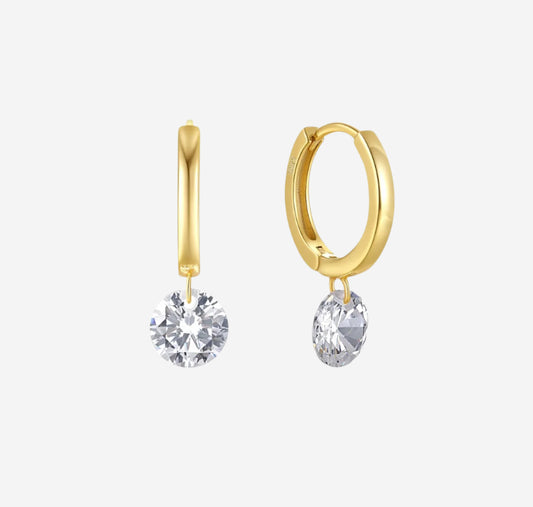 “Sweet Pea” Hoop Drop Earrings (14K Gold)